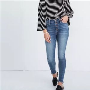 Madewell 10” High Rise Skinny Size 29 Frayed Hem Button Fly